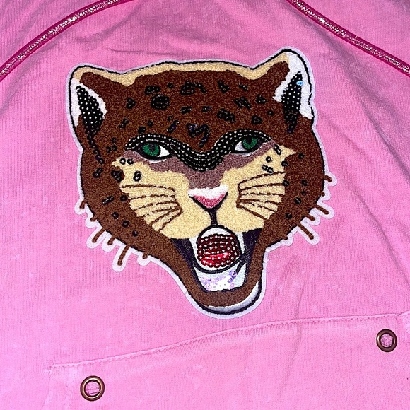 🆕🌿🩷SIMPLY OBSESSED: Pink Hoodie BLING Animal Sweatshirt LARGE - Picture 4 of 4
